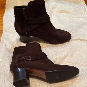 Aquatalia Dark Brown Suede Ankle Boots